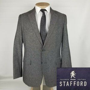 Stafford Mens Sport Coat 42R Gray Linen Cotton